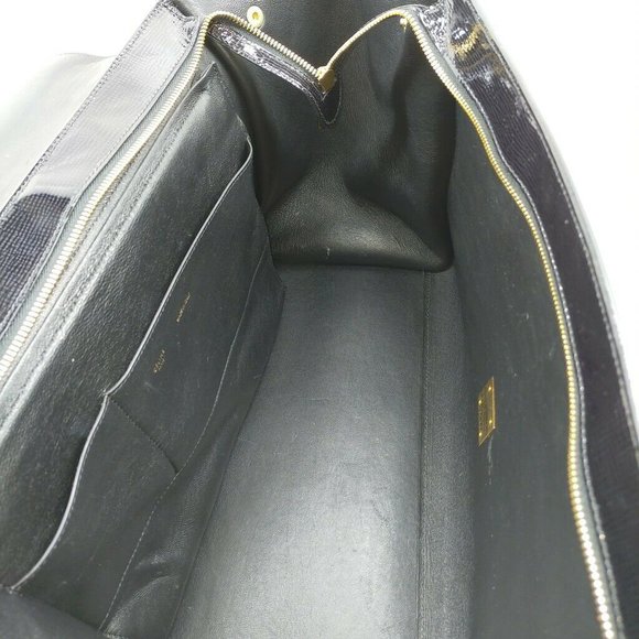 AUTHENTIC CELINE Hand Bag Black Enamel - Picture 7 of 10
